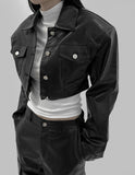 melty leather cropped jacket