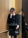 Gnut Frill Velvet Jacket Skirt Set