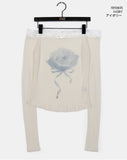 [Wool 30] Chev Rose Lace Off-Shoulder Long Sleeve T-shirt