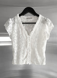 Leaf Jacquard See-through Lace Cardigan