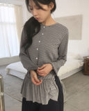 [Lining Point] Hued Stripe Dot Cardigan