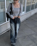 Lara Denim Wash Wide Pants