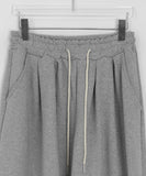 Chop-pit pin-tuck balloon wide banding pants