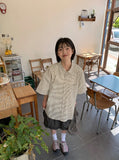 [unisex] Horim Stripe Over Short Sleeve Shirt