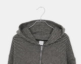 Bima Stripe Pocket Loose Fit Long Sleeve Hooded Zip-Up