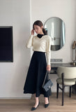 Jaylin Color Matching Collar Shirring Knit
