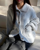 Nea Collar Pocket Rib Knit Cardigan