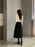 Milka Wool Brushed Pleated Long Skirt