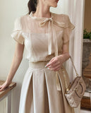 Hain Tie Color Matching Tulip Blouse