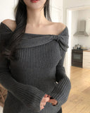 Chiro Ribbon Off-Shoulder Knit