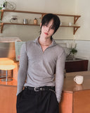 Furnon Ribbed Half-Zip Muscle Long Sleeve Tee