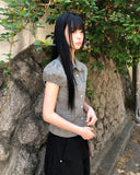 Coated Check Short Sleeve Blouse