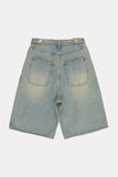 Tone pintuck snap bermuda denim shorts