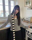 Tomin Stripe Color Matching Knit Muffler
