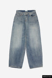 Falling low rise wide denim pants