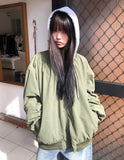 [Fake Layered] Devin Overfit Shirring Two-Way Hood Flight Jumper