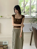 Kundi back slit strap boucle short sleeve knit