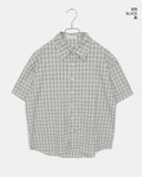 Copper linen overfit check shirt