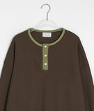 [unisex] Damok Henry Neck Waffle Over Long Sleeve Tee