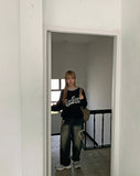 Penbo Heart Washing Wide Denim Pants