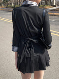 Padin Fake Layered Check Shirt Slim Ribbon T-shirt