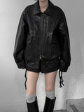 (unisex) Panel Deep Two-Way Leather Jacket