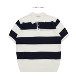 Boucle stripe collar knit