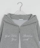 Span Lettering Over Fit Hood Zip-Up