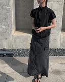 Posh black blue cargo long skirt