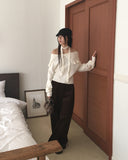 Hanel button off-shoulder muffler knit