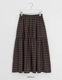 Milcat Check Banding Long Skirt