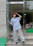 [Unisex] Belinde Stripe Hood Short Sleeve Tee