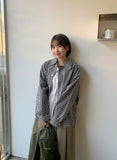 Kinu Button Check Over Cotton Jacket