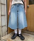 [unisex] Rilke Washing Light Blue Bermuda Denim Pants