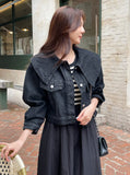 Milo Big Collar Crop Denim Jacket