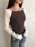 Kwon Off-Shoulder Peach Fuzz Star T-Shirt