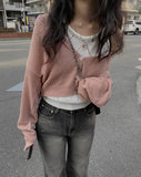 Blossom V-Neck Summer Knit Crop Cardigan