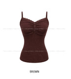 Roel Shirring Button Lace Cap Sleeveless