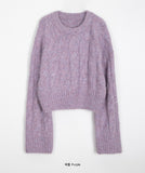 Puden Hairy Wool Cable Crop Knit