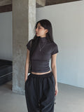 [U-BASIC] Jelly Ribbed Slim Short Polar Short Sleeve