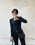 Robe cashmere half-neck ribbed knit