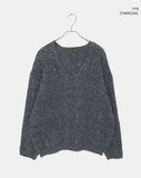 Dame Cable V-neck Loose Fit Long Sleeve Long Knit