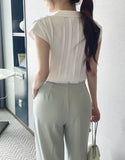 Bico Ribbed Collar Cap Sleeve Knit