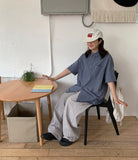 [unisex] Necket linen stripe banding pants