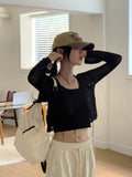 Runt vintage damage net net crop long sleeve knit
