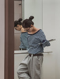 Kelly Unbalance Off Stripe Long Sleeve