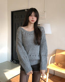 Kumo Cozy Punched Boat Neck Knit