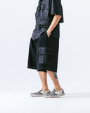 Denim Sweat Mixed Cargo Half Pants