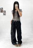 caffeine cargo denim wide pants