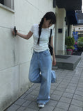 Pek Summer Adjust Snap Washing Denim Wide Pants
